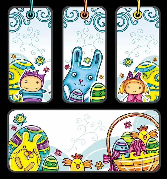 Easter tags and banner. — Stock Vector