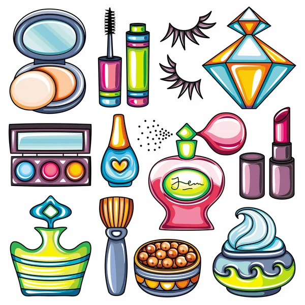 Vector make up, beauty and fashion supplies icons — Stock Vector