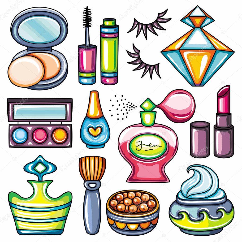 Vector make up, beauty and fashion supplies icons