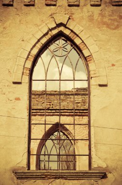 Window in old ruined church clipart