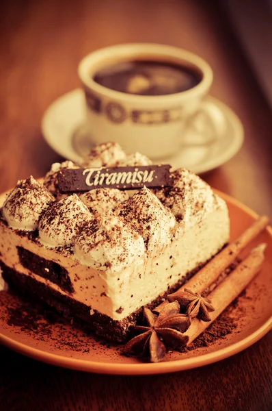 Tiramisu and coffee — Stock Photo, Image