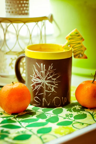 クリスマスのお茶とクッキー — ストック写真