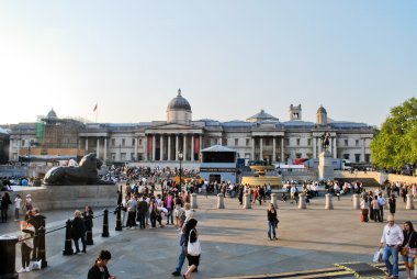 The National Gallery and statue of King George IV in Trafalgar Square on April 29, 2011 in London, England. clipart