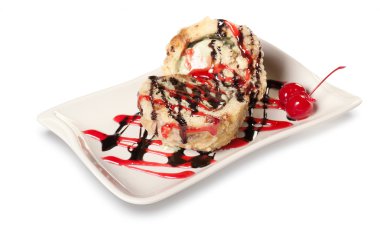 Assign dessert of deep fried Tempura Ice cream clipart