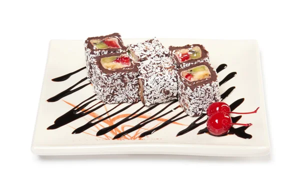 Tatlı maki sushi - çikolata — Stok fotoğraf