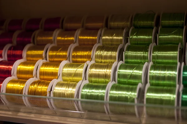 Colored wire spools — Stock Photo, Image