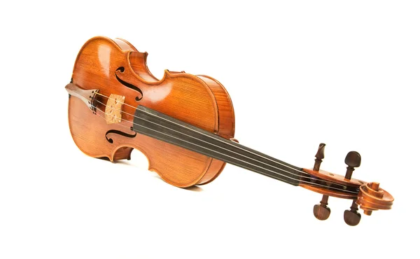 Velho violino sobre branco — Fotografia de Stock