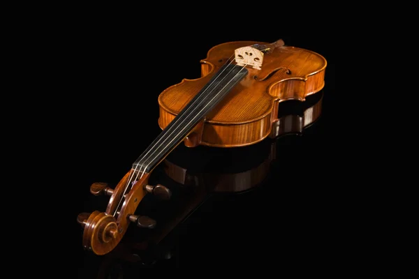 Oude viool over zwart — Stockfoto