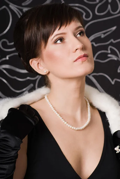 Aristocratic lady in an evening dress — Stock Photo, Image