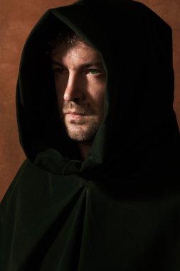 Man in a medieval hood clipart