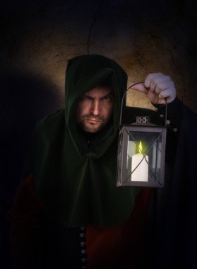 Night watchman with a lantern clipart