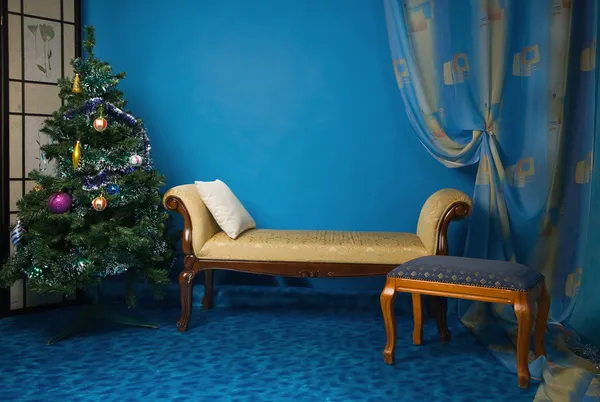 Nieuwjaar boudoir in de blauwe kleuren — Stockfoto