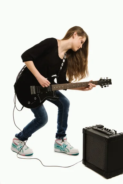 Teenager girl playing guitar — Stock Photo, Image