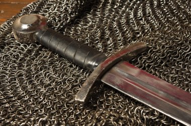 Medieval sword and hauberk clipart