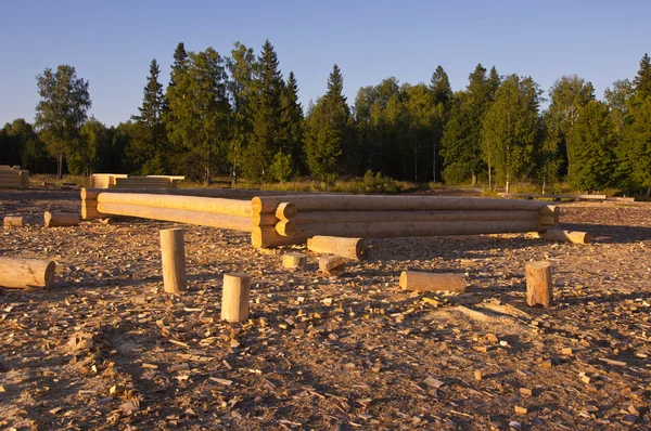 สร้างกระท่อมไม้ใหม่ — ภาพถ่ายสต็อก