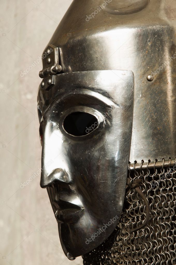 Russian helmet with semivisor and "barmitsa" Stock Photo by ©Demian