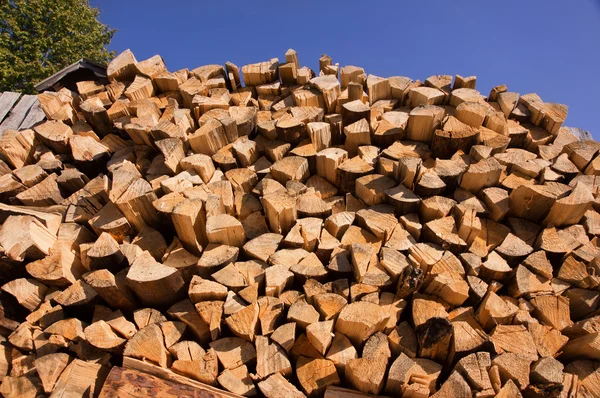 一堆生火的木头 — 图库照片