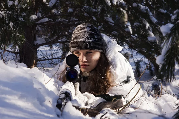 Sniper girl — Stock Photo, Image