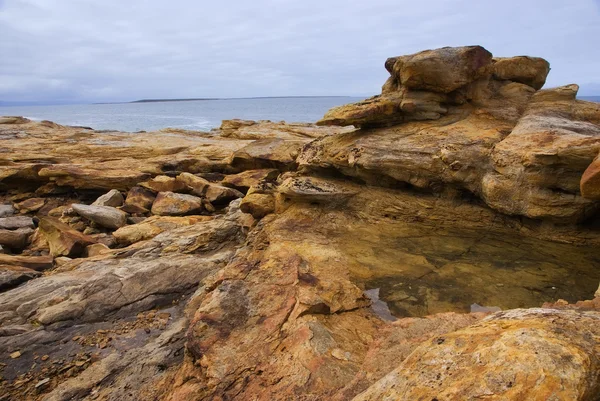 Žluté kameny na arktické pobřeží — Stock fotografie