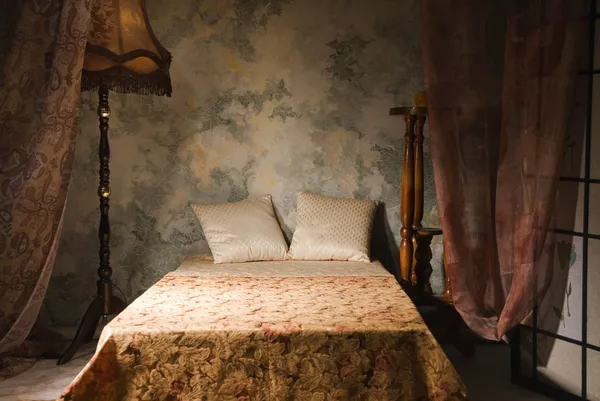 复古风格的卧室室内 — 图库照片