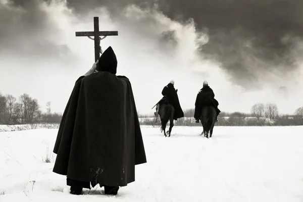 Zarándok megáldja a keresztesek, a kampány — Stock Fotó