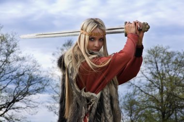 Viking girl warrior clipart