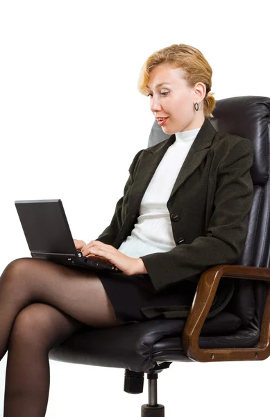 Business woman with laptop — Stock Photo, Image