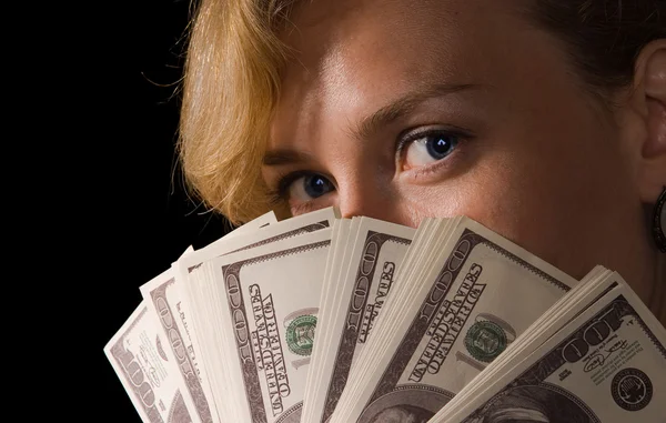 Business woman with money — Stock Photo, Image