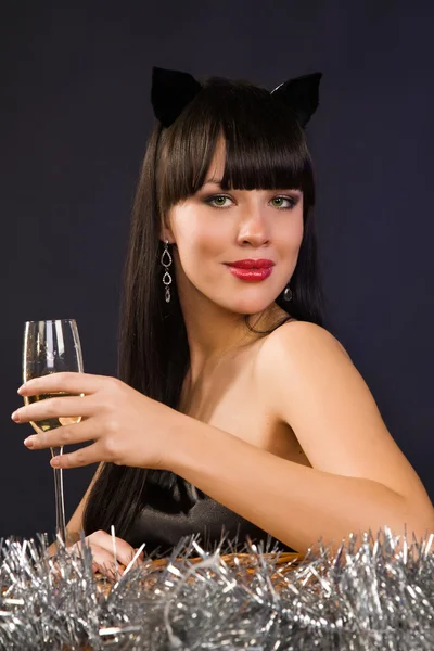 Sexy vrouw dragen kat kleding — Stockfoto