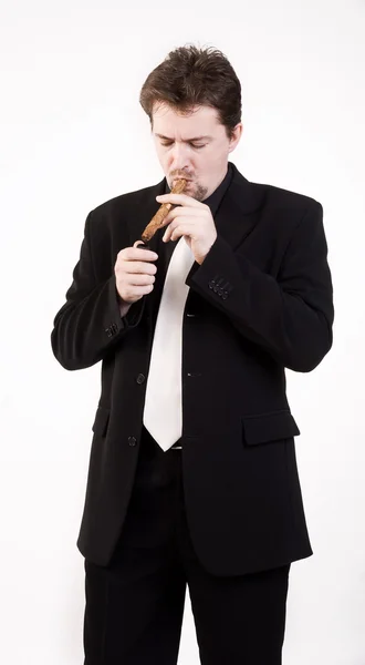 Man smokes cigar — Stock Photo, Image