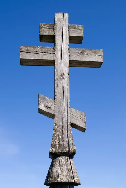 Drewniany kościół krzyż — Zdjęcie stockowe