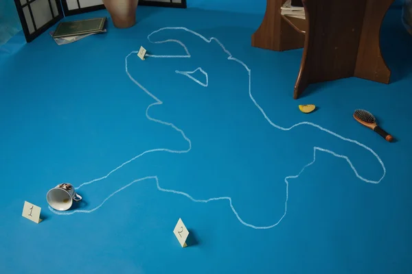 stock image Crime scene with the silhouette of the victim