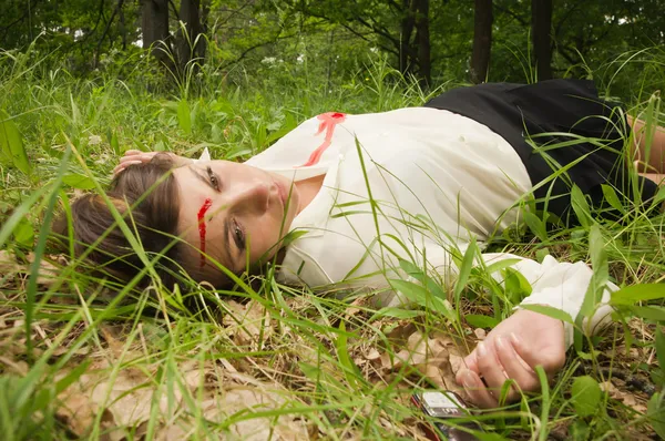 Crime scene in a wood — Stock Photo, Image