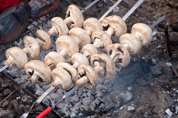 Champignons sur barbecue grill — Photo