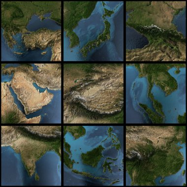 Asia 3d map set clipart