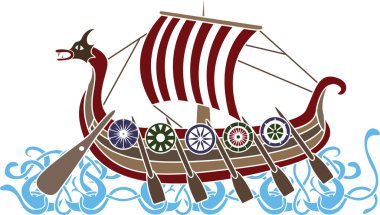 Ancient vikings ship clipart