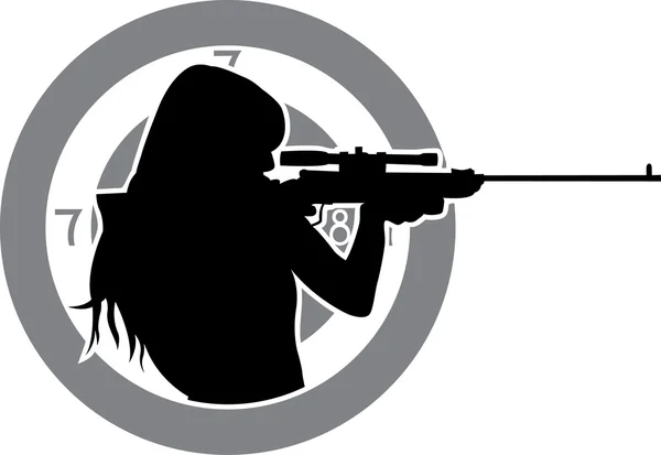 Chica apunta desde un rifle — Vector de stock