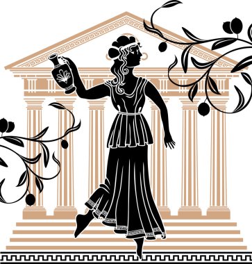 Greek woman with amphora clipart