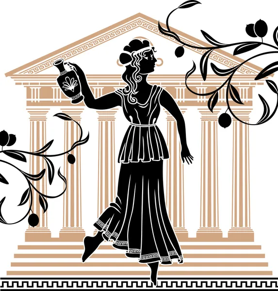 Grekisk kvinna med Amfora — Stock vektor