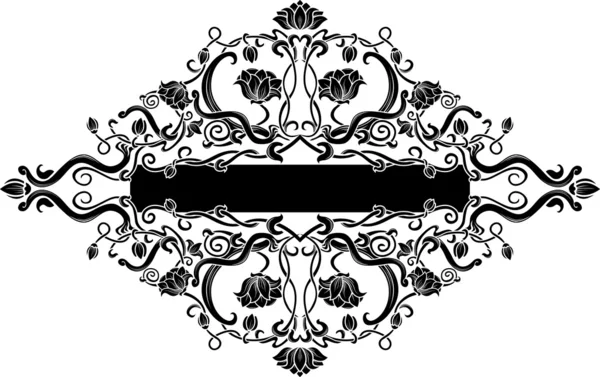 Filigrán fekete virágos banner — Stock Vector