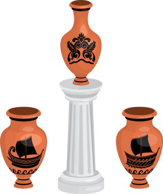 Antique greek vases set clipart