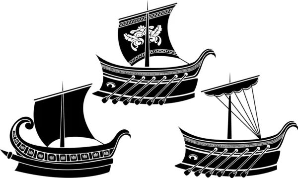 Conjunto de navios gregos antigos —  Vetores de Stock
