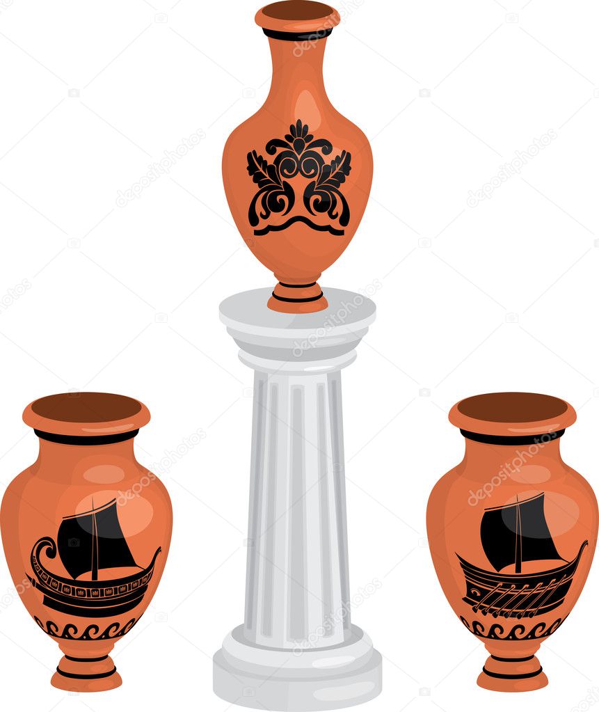 Antique greek vases set