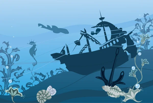 Paysage sous-marin de couleur bleue — Image vectorielle