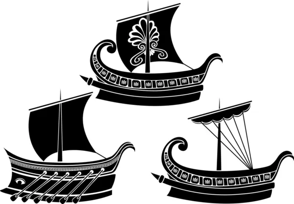 Conjunto de navios gregos antigos — Vetor de Stock