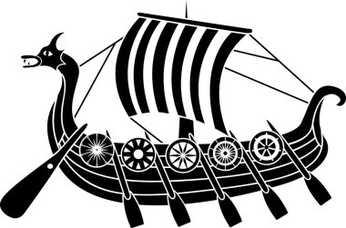 Ancient vikings ship clipart