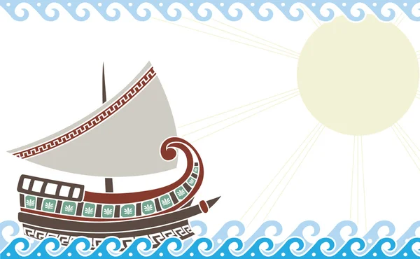 Грецька корабель в океані — стоковий вектор