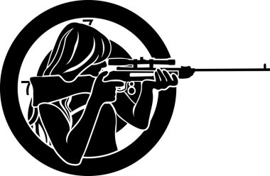 Girl with rifle clipart