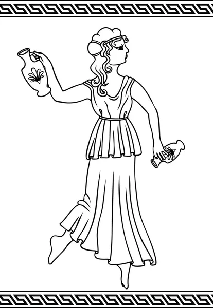 Donna greca con anfore — Vettoriale Stock