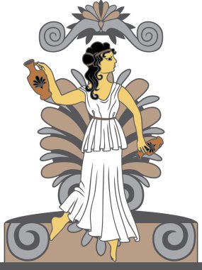 Greek woman with amphoras clipart